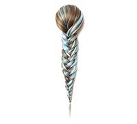 Chignon Postiche Décoiffé pour Femmes 15 pouces synthétique cheveux chaîne tresse queue de cheval chignon poisson extension femmes longue ligne droite tressée perruque(15)