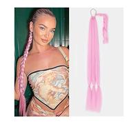 Chignon Postiche Décoiffé pour Femmes 26/34 pouces de long tressé queue cheval allongeant synthétique bandeau harnais perruque pièce chignon for un usage quotidien des femmes(Pink,26inches)