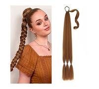 Chignon Postiche Décoiffé pour Femmes 26/34 pouces de long tressé queue cheval allongeant synthétique bandeau harnais perruque pièce chignon for un usage quotidien des femmes(Brown,34inches)