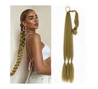 Chignon Postiche Décoiffé pour Femmes 26/34 pouces de long tressé queue cheval allongeant synthétique bandeau harnais perruque pièce chignon for un usage quotidien des femmes(Brown gold,26inches)