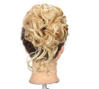 Chignon Postiche Décoiffé pour Femmes Chignon synthétique chignon queue de cheval Extensions cheveux boucles blondes désordonnées avec élastique perruque for femmes(27H613)