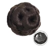Chignon Postiche Décoiffé pour Femmes Chignon synthétique Style Floral Extension de queue cheval pinces à cheveux chignon tressé pince griffe beignet perruque femmes accessoires(A)