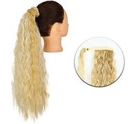 Chignon Postiche Décoiffé pour Femmes Ensemble de 1 perruque synthétique Messy Bun Curly Wavy Extensions queue cheval enveloppantes Accessoires for cheveux chignon for femmes(Q19-22h613)
