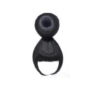 Chignon Postiches synthétiques Chignon sphérique avec frange Clip dans les cheveux Chignon Pad Donut élastique couleur noire Chignon pour cheveux pour femme.(A-1)