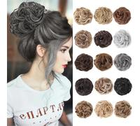 Chignon pour cheveux Extensions de cheveux synthétiques à pinces for chignon décoiffé, bouclé, ondulé, chignon et queue de cheval avec chouchou Fabricants de chignons pour cheveux(Dark brown gold vari