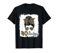 Chignon pour femme 40 ans et fabuleux 40e anniversaire Queen Léopard désordonné T-Shirt