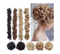 Chignon pour femme - Chignon désordonné - 80 cm de long - Chignon moelleux - Extensions de queue de cheval - Enveloppant autour de bricolage - Cheveux longs bouclés - Coiffure de mariée - Couleur :
