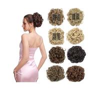 Chignon pour femme - Chignon synthétique - Peigne à clip - Extension de cheveux - Vague désordonnée - Chignon bouclé - Chignons bouclés - Extension de queue de cheval pour femme - Couleur : 27T613