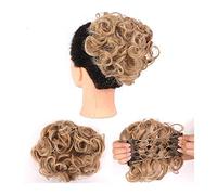 Chignon pour femme - Extensions de cheveux bouclés et désordonnés - Chignons faciles à étirer - Peignes à clipser - Extensions de queue de cheval pour femme - Couleur : Q8-27H613