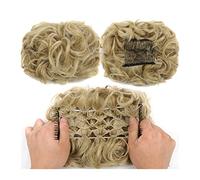 Chignon pour femme - Extensions de cheveux bouclés et désordonnés - Postiche synthétique - Chignons faciles à étirer - Peignes à clipser - Extensions de queue de cheval pour femme - Couleur : 16P61