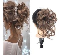 Chignon Queue De Cheval Extension, Grande Postiches BoucléS OnduléS Chouchou Cheveux Naturel Faux Chignon Elastique Pour Femmes Fille (#18h10 - MéLange Blond Platine, Blond Fraise)