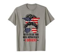 Chignon rétro en désordre avec peur pour notre démocratie et dissidence T-Shirt