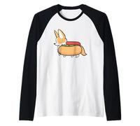 Chignon Saucisse Hot-Dog pour Les Amateurs de Nourriture et Les Chiens Corgi Kawaii Manche Raglan