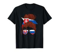 Chignon Slovaquie Femme Messy Hair Chignon Slovaque Fierté slovaque T-Shirt