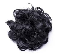 Chignon synthétique 80 cm - Chignon synthétique - Chouchous avec bande élastique - Chignon droit - Postiche haute température - Faux cheveux naturels - Vrais chignons humains (couleur : noir fonc