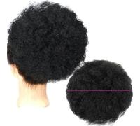 Chignon synthétique Afro bouffant cheveux bouclés chignon court cordon queue de cheval Extension de cheveux postiches pour femmes-12 pouces noir foncé