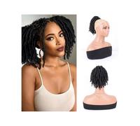 Chignon synthétique afro bouffant de 8 pouces avec cordon de serrage et clip for queue de cheval for femmes noires Look élégant chic(Jet black)