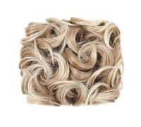 Chignon synthétique bou t décoiffé, peigne métallique élégant for femme Look élégant chic(Gloden Blonde and Beach Blonde Tips)