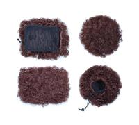 Chignon synthétique bouclé noir et bleu ombré for femme, postiche queue de cheval avec cordon de serrage Ponytail Extension(Dark brown)