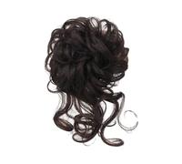 Chignon synthétique décoiffé, chouchous ondulés et bouclés, perruque for un look élégant ou chic(Black Brown)
