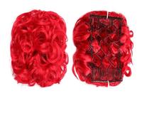Chignon Synthétique Messy Bun Wig Hair Pieces Wavy Curly Bun Ponytail Hair Extensions Bun Hair Peigne Femmes Bun Wig Accessoires Capillaires Pour Femmes(Red)