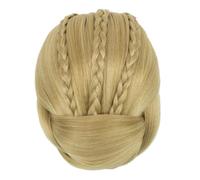 Chignon tressé en cheveux synthétiques à clipser, rouleaux donuts, accessoires for femmes Ponytail Extension(Ash Blonde)