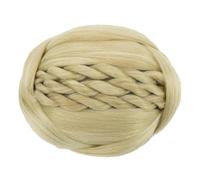 Chignon tressé en cheveux synthétiques noirs à clipser for femmes, chouchous, accessoires rouleau Ponytail Extension(Blonde)