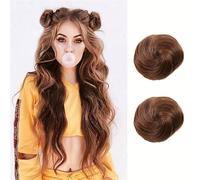 Chignons en désordre 2 PCS Mini Claw Clip in Messy & Cat Ears Hair Bun Extensions Wig Accessory Updo Hairpieces for Women Girls Chignon synthétique(Golden-brown)