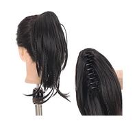 Chignons pour Femmes Chignon de cheveux synthétiques courts et raides for femmes, pince à griffes queue cheval allongée extensions en tressée
