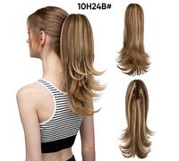 Chignons pour Femmes Clips synthétiques dans les extensions de cheveux en queue cheval perruque 14 pouces long ondulée chignon avec bande élastique for femmes