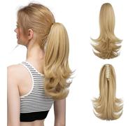 Chignons pour Femmes Clips synthétiques dans les extensions de cheveux en queue cheval perruque 14 pouces long ondulée chignon avec bande élastique for femmes