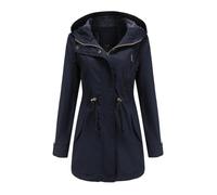 chiguomaoyi Vestes militaires légères et décontractées pour femmes Anorak Utilitaire Taille haute Cordon de serrage Manteau à capuche zippée