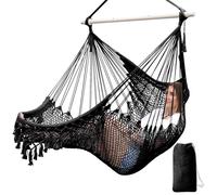 Chihee Chaise Hamac Chaise Suspendue Super Large Chaise en Coton tissé Doux,Barre d'écartement en métal Solide et Pliable Chaise balançoire en Dentelle à siège Large et Extensible