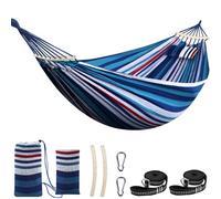 Chihee Coton Hamac Grand hamac Souple Respirant Hamac de Camping Peut Supporter jusqu'à 300KG Hamac d'arbre Portable avec Barre d'écartement détachable Oreiller 2 Sangles Solides 2 mousquetons