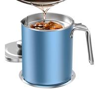 Chihee Oil Pot de graisse pour bidon de stockage en acier inoxydable avec bidon de 2 litres en Couvercle anti-poussière pour tamis à mailles fines Plaque antidérapante stockage d'huile de friture