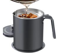 Chihee Oil Pot de graisse pour bidon de stockage en acier inoxydable avec bidon de 2 litres en Couvercle anti-poussière pour tamis à mailles fines Plaque antidérapante stockage d'huile de friture