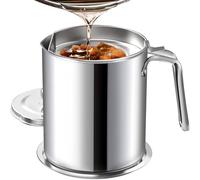 Chihee Oil Pot de graisse pour bidon de stockage en acier inoxydable avec bidon de 2 litres en Couvercle anti-poussière pour tamis à mailles fines Plaque antidérapante stockage d'huile de friture