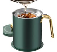 Chihee Oil Pot de graisse pour bidon de stockage en acier inoxydable avec bidon de 2 litres en Couvercle anti-poussière pour tamis à mailles fines Plaque antidérapante stockage d'huile de friture