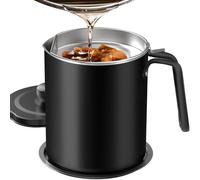 Chihee Oil Pot de graisse pour bidon de stockage en acier inoxydable avec bidon de 2 litres en Couvercle anti-poussière pour tamis à mailles fines Plaque antidérapante stockage d'huile de friture
