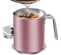 Chihee Oil Pot de graisse pour bidon de stockage en acier inoxydable avec bidon de 2 litres en Couvercle anti-poussière pour tamis à mailles fines Plaque antidérapante stockage d'huile de friture
