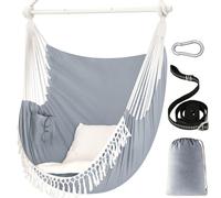 Chihee Sièges Suspendus 150 x 120 cm Fauteuil hamac Poids Maximal 227 kg Balançoire Suspendue Confortable et Large 2 Coussins Barre d'écartement en métal avec rainures antidérapantes Poche latérale