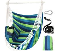 Chihee Sièges Suspendus 150 x 120 cm Fauteuil hamac Poids Maximal 227 kg Balançoire Suspendue Confortable et Large 2 Coussins Barre d'écartement en métal avec rainures antidérapantes Poche latérale