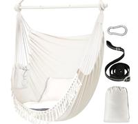 Chihee Sièges Suspendus 150 x 120 cm Fauteuil hamac Poids Maximal 227 kg Balançoire Suspendue Confortable et Large 2 Coussins Barre d'écartement en métal avec rainures antidérapantes Poche latérale