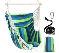 Chihee Sièges Suspendus Chaise Hamac Balançoire Suspendue Max 500 Lbs 2 Coussins Inclus Barre d'écartement en Métal avec Rainures Antidérapantes Portable Poche Latérale Grande Chaise bohémienne