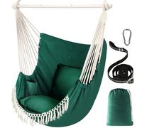 Chihee Sièges Suspendus Chaise Hamac Balançoire Suspendue Max 500 Lbs 2 Coussins Inclus Barre d'écartement en Métal avec Rainures Antidérapantes Portable Poche Latérale Grande Chaise bohémienne