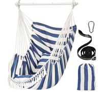 Chihee Sièges Suspendus Chaise Hamac Balançoire Suspendue Max 500 Lbs 2 Coussins Inclus Barre d'écartement en Métal avec Rainures Antidérapantes Portable Poche Latérale Grande Chaise bohémienne