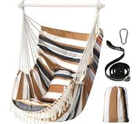 Chihee Sièges Suspendus Chaise Hamac Balançoire Suspendue Max 500 Lbs 2 Coussins Inclus Barre d'écartement en Métal avec Rainures Antidérapantes Portable Poche Latérale Grande Chaise bohémienne