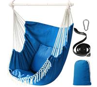 Chihee Sièges Suspendus Chaise Hamac Balançoire Suspendue Max 500 Lbs 2 Coussins Inclus Barre d'écartement en Métal avec Rainures Antidérapantes Portable Poche Latérale Grande Chaise bohémienne