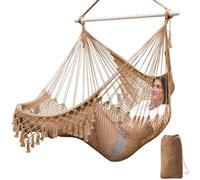 Chihee Sièges Suspendus Chaise Hamac Chaise Suspendue Très Grand Chaise en Coton tissé Doux,Barre d'écartement en métal Solide et Pliable Chaise balançoire en Dentelle à siège Large et Extensible