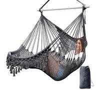 Chihee Sièges Suspendus Chaise Hamac Chaise Suspendue Très Grand Chaise en Coton tissé Doux,Barre d'écartement en métal Solide et Pliable Chaise balançoire en Dentelle à siège Large et Extensible